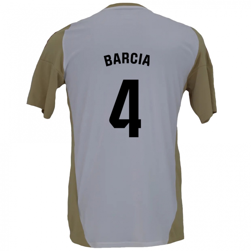 Børn Sergio Barcia #4 Brun Hvid Udebane Spillertrøjer 2024/25 Trøje T-Shirt