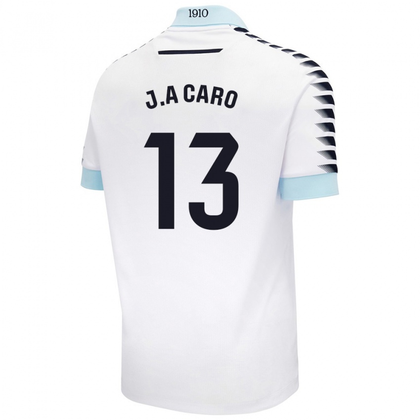 Børn José Antonio Caro #13 Hvid Blå Udebane Spillertrøjer 2024/25 Trøje T-Shirt