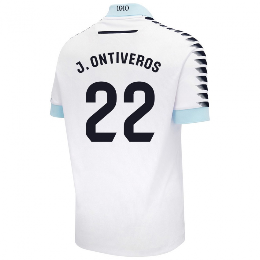 Børn Javi Ontiveros #22 Hvid Blå Udebane Spillertrøjer 2024/25 Trøje T-Shirt