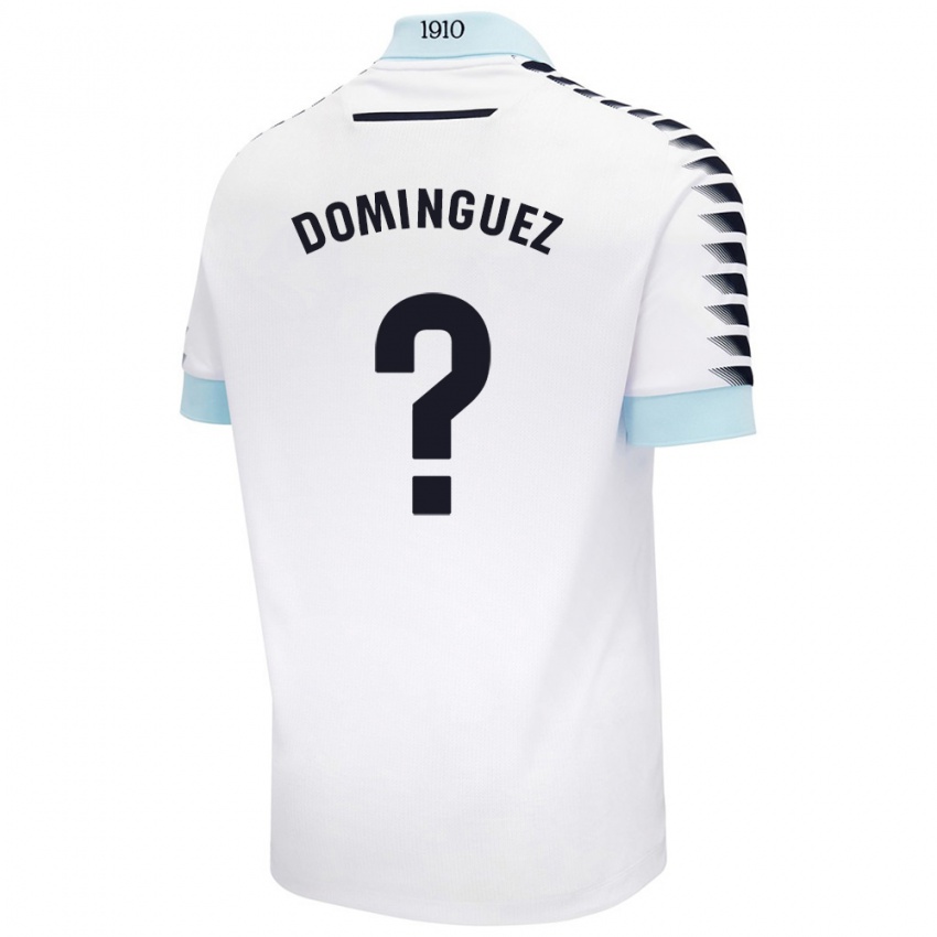 Børn Rubén Domínguez #0 Hvid Blå Udebane Spillertrøjer 2024/25 Trøje T-Shirt