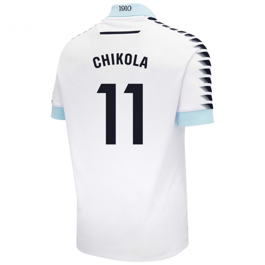 Børn Peter Chikola #11 Hvid Blå Udebane Spillertrøjer 2024/25 Trøje T-Shirt