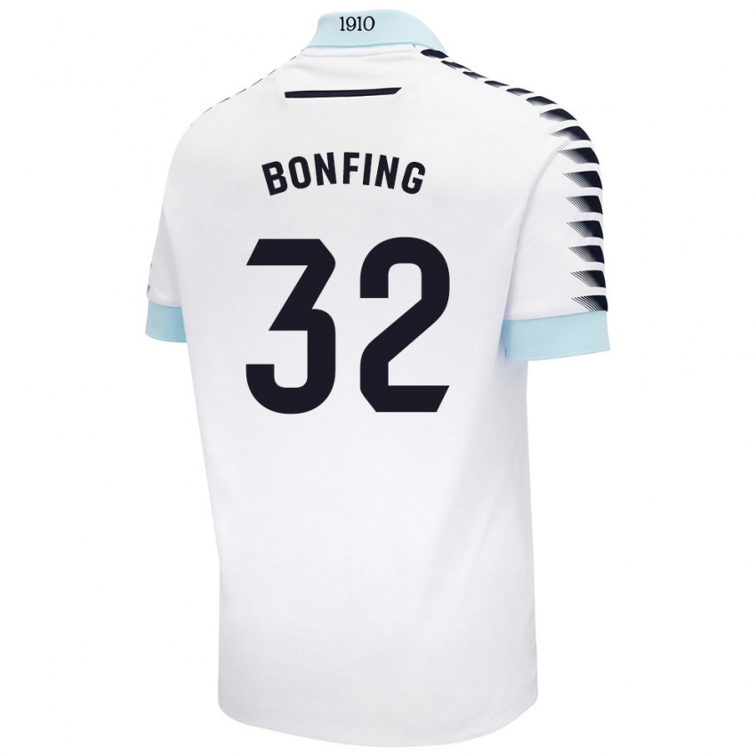 Børn Boubacar Bonfing #32 Hvid Blå Udebane Spillertrøjer 2024/25 Trøje T-Shirt