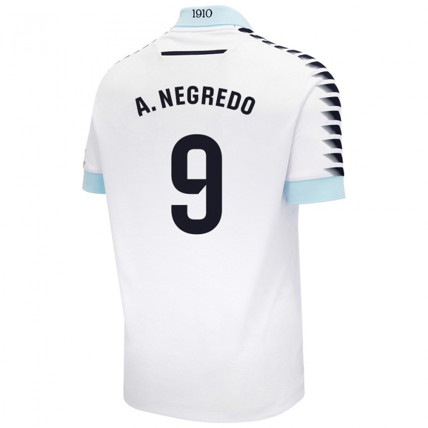 Børn Álvaro Negredo #9 Hvid Blå Udebane Spillertrøjer 2024/25 Trøje T-Shirt