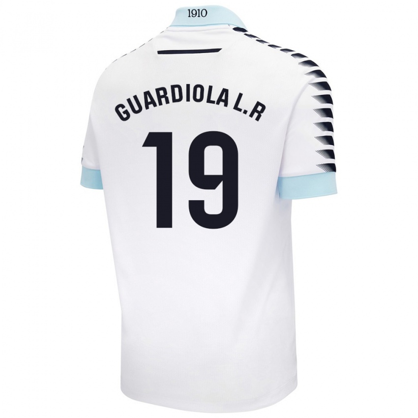 Børn Sergi Guardiola #19 Hvid Blå Udebane Spillertrøjer 2024/25 Trøje T-Shirt