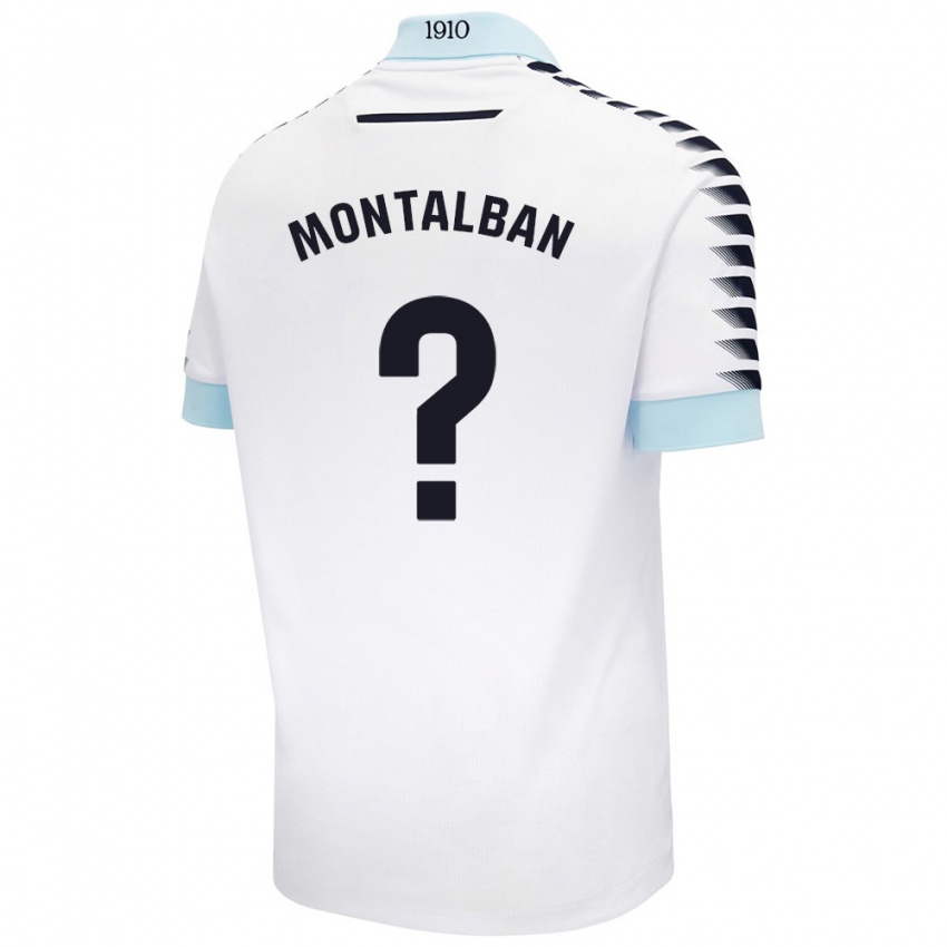 Børn Sergio Montalbán #0 Hvid Blå Udebane Spillertrøjer 2024/25 Trøje T-Shirt