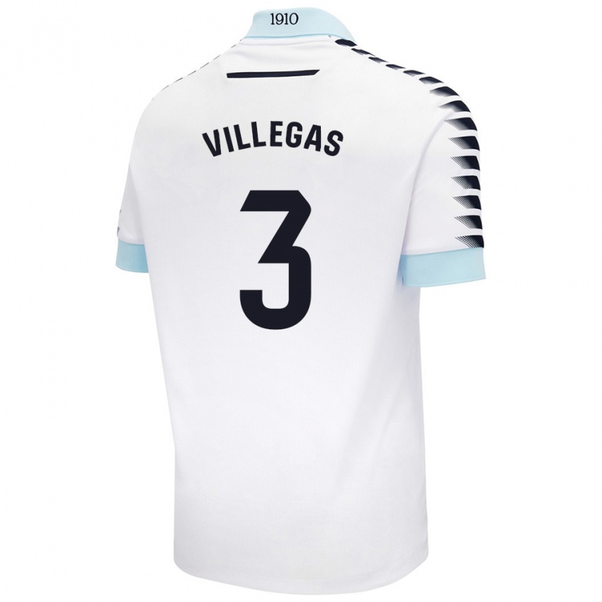 Børn Virginia Villegas Rico #3 Hvid Blå Udebane Spillertrøjer 2024/25 Trøje T-Shirt