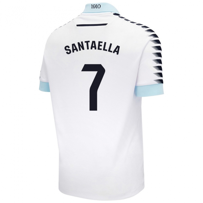 Børn Natalia Santaella Picón #7 Hvid Blå Udebane Spillertrøjer 2024/25 Trøje T-Shirt