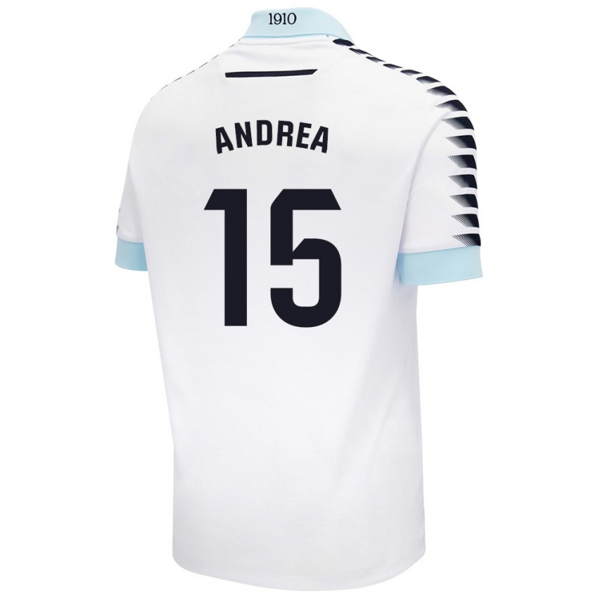 Børn Andrea Sánchez Moreno #15 Hvid Blå Udebane Spillertrøjer 2024/25 Trøje T-Shirt