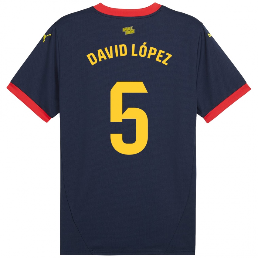 Børn David López #5 Marine Rød Udebane Spillertrøjer 2024/25 Trøje T-Shirt