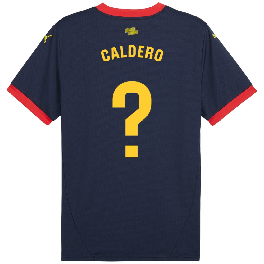 Børn Nil Caldero #0 Marine Rød Udebane Spillertrøjer 2024/25 Trøje T-Shirt