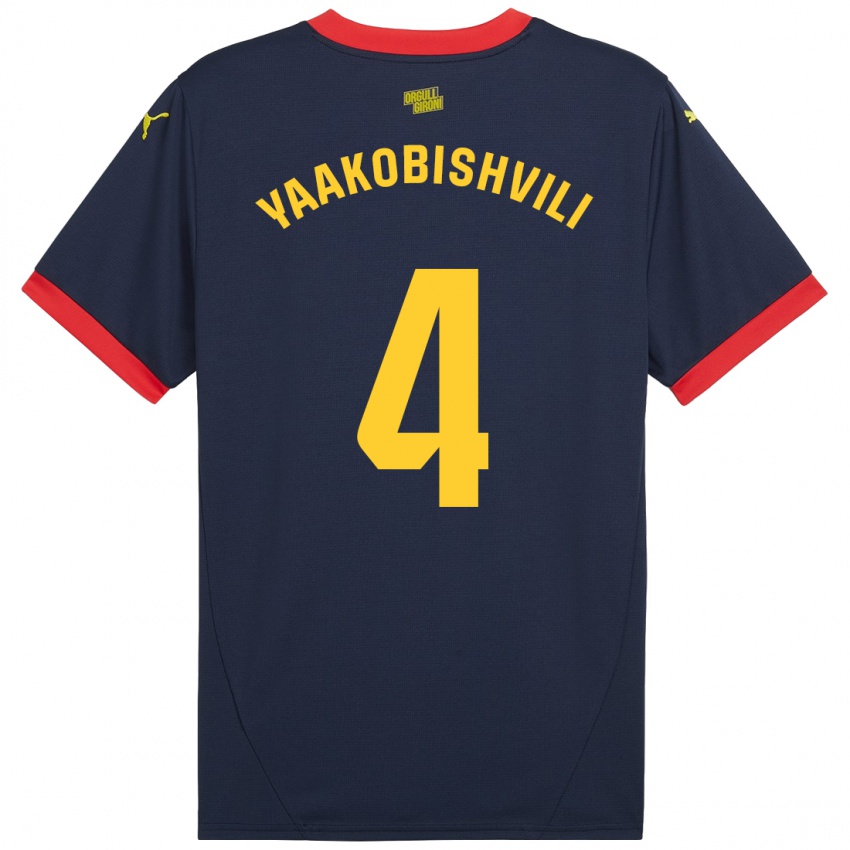 Børn Antal Yaakobishvili #4 Marine Rød Udebane Spillertrøjer 2024/25 Trøje T-Shirt