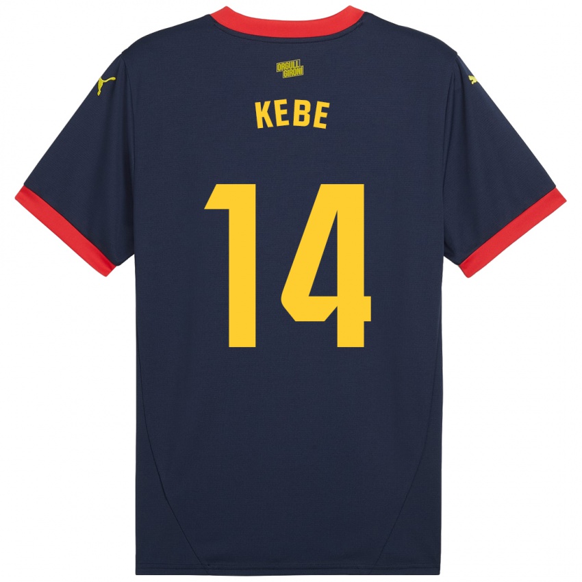 Børn Moussa Kébé #14 Marine Rød Udebane Spillertrøjer 2024/25 Trøje T-Shirt