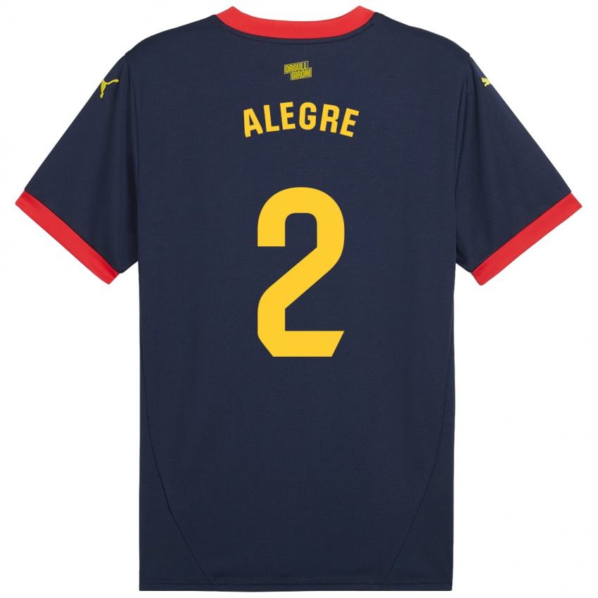 Børn Marc Alegre #2 Marine Rød Udebane Spillertrøjer 2024/25 Trøje T-Shirt