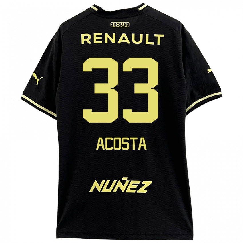 Børn Nahuel Acosta #33 Sort Gul Udebane Spillertrøjer 2024/25 Trøje T-Shirt