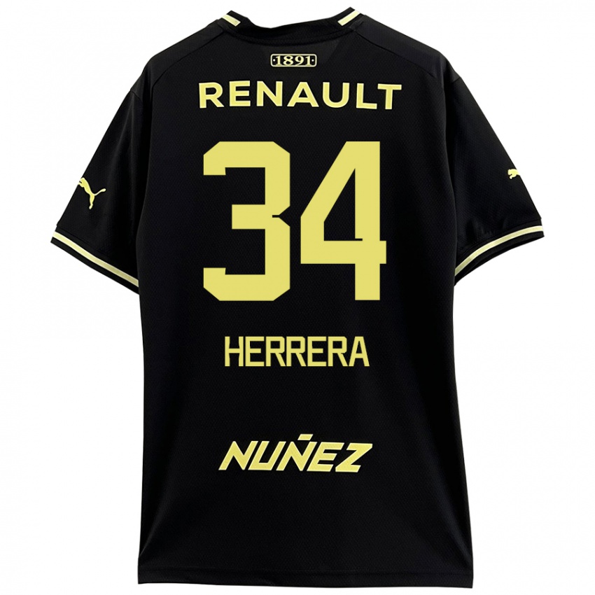 Børn Nahuel Herrera #34 Sort Gul Udebane Spillertrøjer 2024/25 Trøje T-Shirt