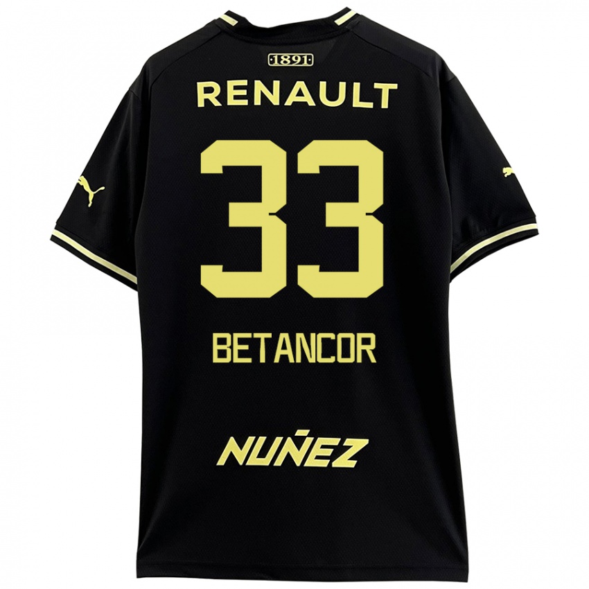 Børn Bruno Betancor #33 Sort Gul Udebane Spillertrøjer 2024/25 Trøje T-Shirt