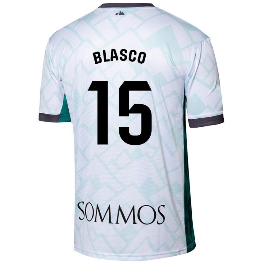 Børn Jérémy Blasco #15 Hvid Grøn Udebane Spillertrøjer 2024/25 Trøje T-Shirt