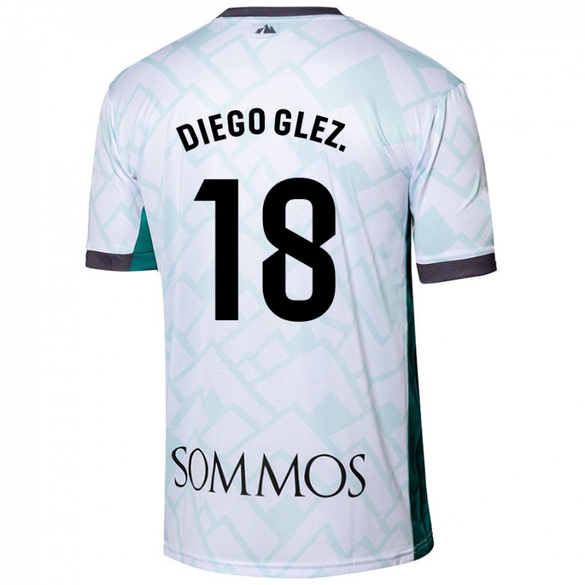 Børn Diego González #18 Hvid Grøn Udebane Spillertrøjer 2024/25 Trøje T-Shirt