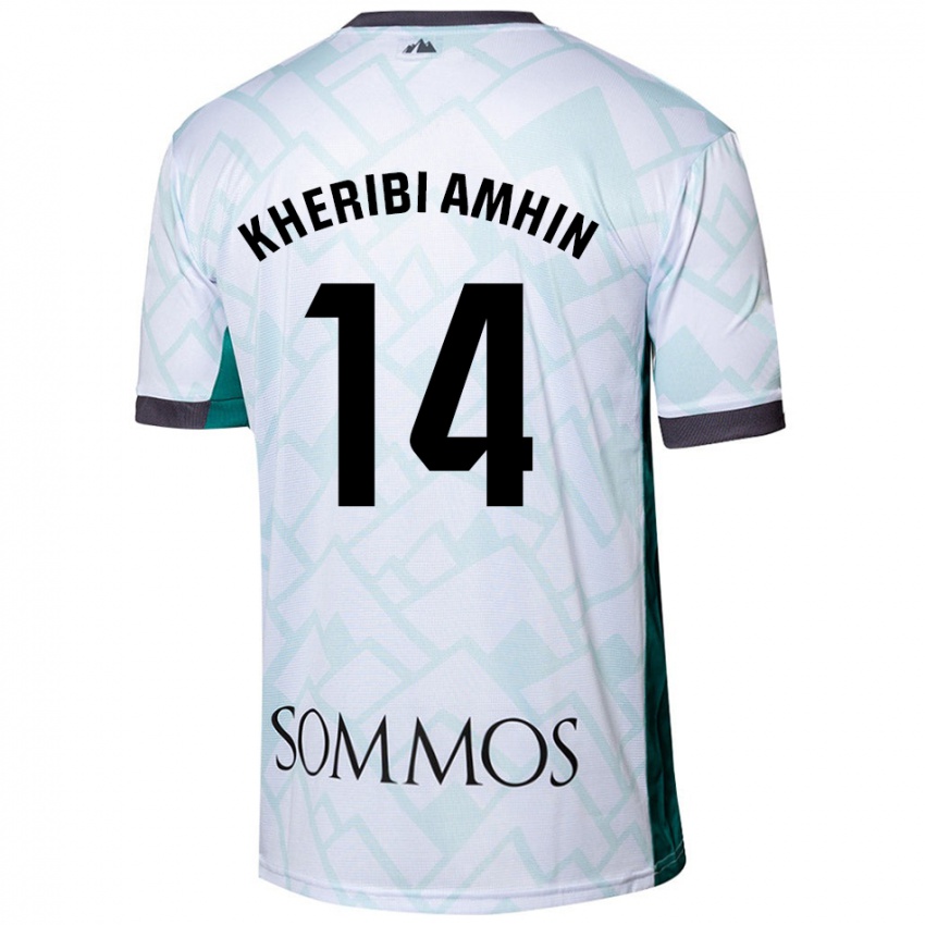 Børn Nabil Kheribi Amhin #14 Hvid Grøn Udebane Spillertrøjer 2024/25 Trøje T-Shirt