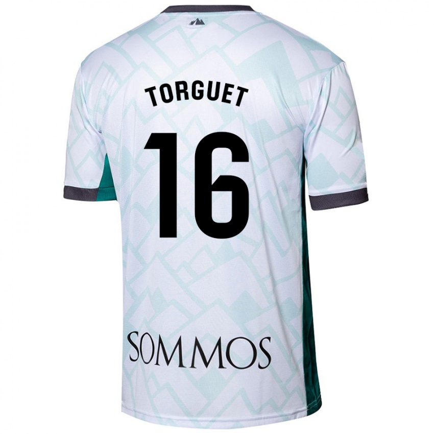 Børn Miguel Torguet #16 Hvid Grøn Udebane Spillertrøjer 2024/25 Trøje T-Shirt