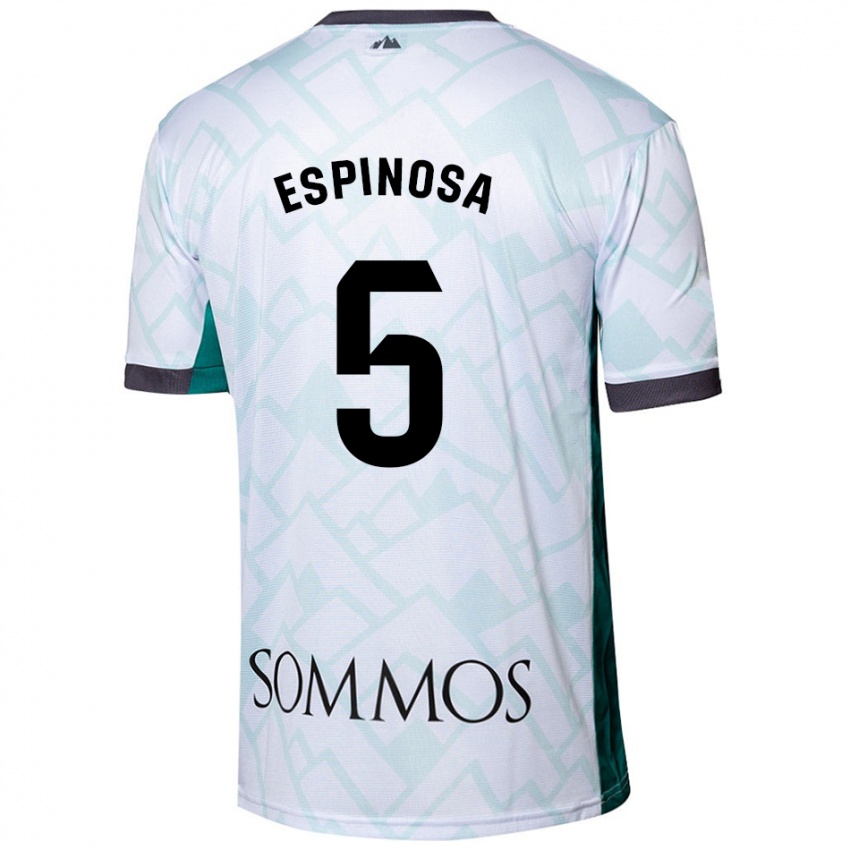 Børn Diego Espinosa #5 Hvid Grøn Udebane Spillertrøjer 2024/25 Trøje T-Shirt