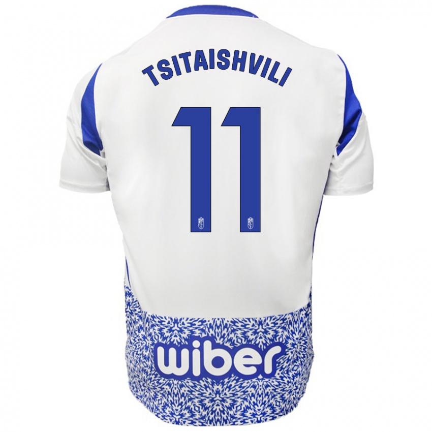 Børn Georgiy Tsitaishvili #11 Hvid Blå Udebane Spillertrøjer 2024/25 Trøje T-Shirt