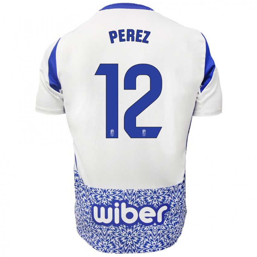 Børn Alba Pérez #12 Hvid Blå Udebane Spillertrøjer 2024/25 Trøje T-Shirt