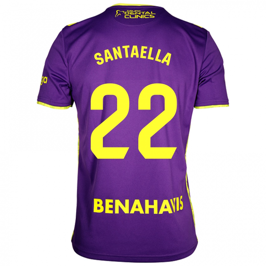 Børn Miguel Ángel Santaella #22 Lilla Gul Udebane Spillertrøjer 2024/25 Trøje T-Shirt