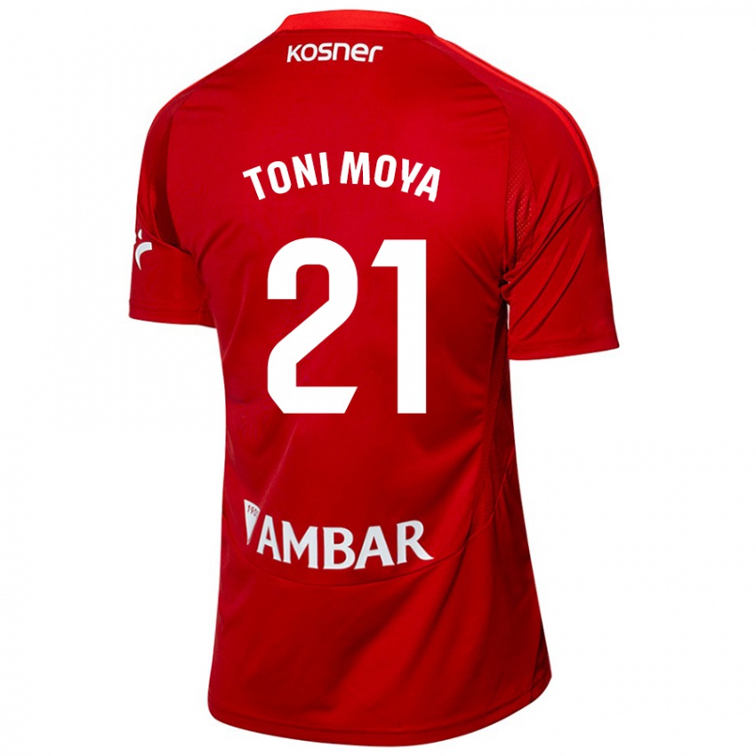 Børn Toni Moya #21 Hvid Blå Udebane Spillertrøjer 2024/25 Trøje T-Shirt