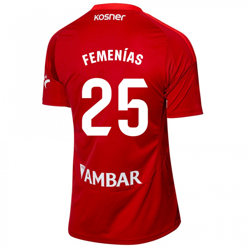 Børn Joan Femenías #25 Hvid Blå Udebane Spillertrøjer 2024/25 Trøje T-Shirt