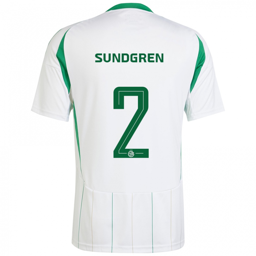 Børn Daniel Sundgren #2 Hvid Grøn Udebane Spillertrøjer 2024/25 Trøje T-Shirt