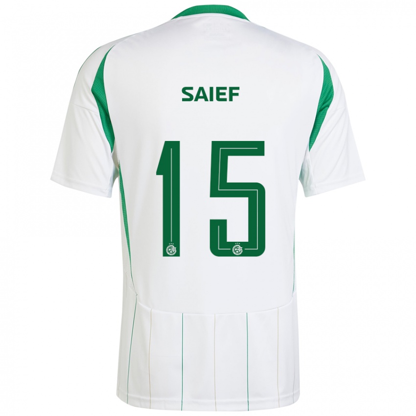 Børn Kenny Saief #15 Hvid Grøn Udebane Spillertrøjer 2024/25 Trøje T-Shirt