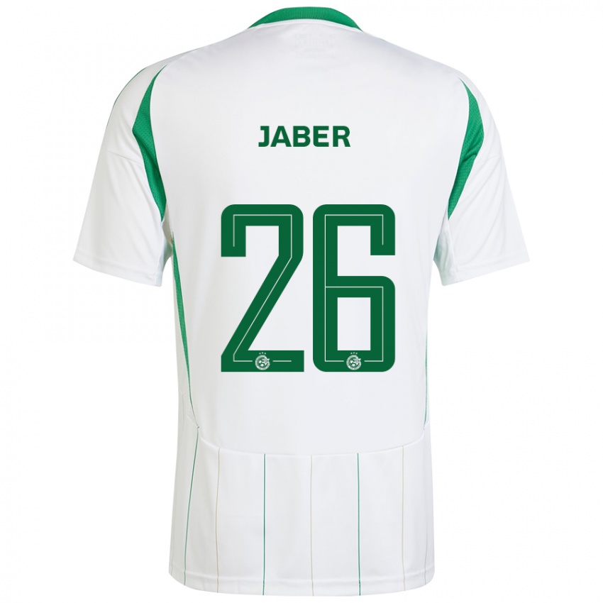 Børn Mahmoud Jaber #26 Hvid Grøn Udebane Spillertrøjer 2024/25 Trøje T-Shirt