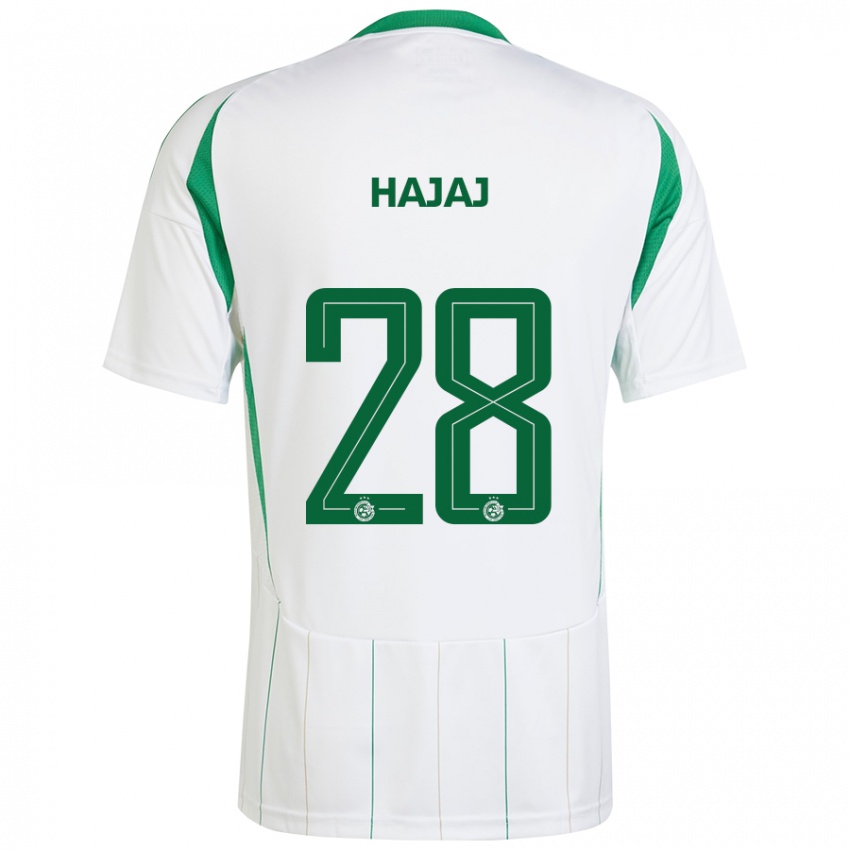 Børn Ilay Hajaj #28 Hvid Grøn Udebane Spillertrøjer 2024/25 Trøje T-Shirt