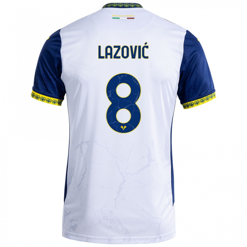 Børn Darko Lazović #8 Hvid Blå Udebane Spillertrøjer 2024/25 Trøje T-Shirt