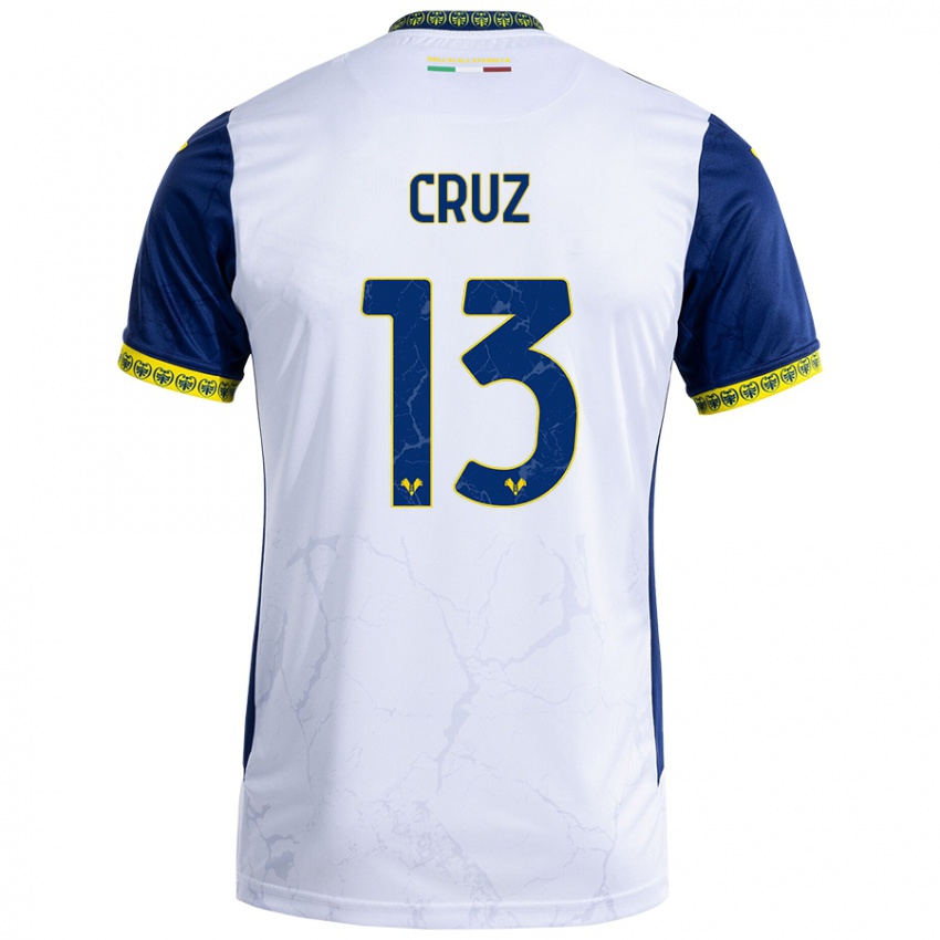 Børn Juan Manuel Cruz #13 Hvid Blå Udebane Spillertrøjer 2024/25 Trøje T-Shirt