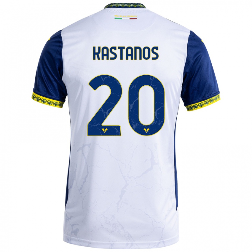 Børn Grigoris Kastanos #20 Hvid Blå Udebane Spillertrøjer 2024/25 Trøje T-Shirt