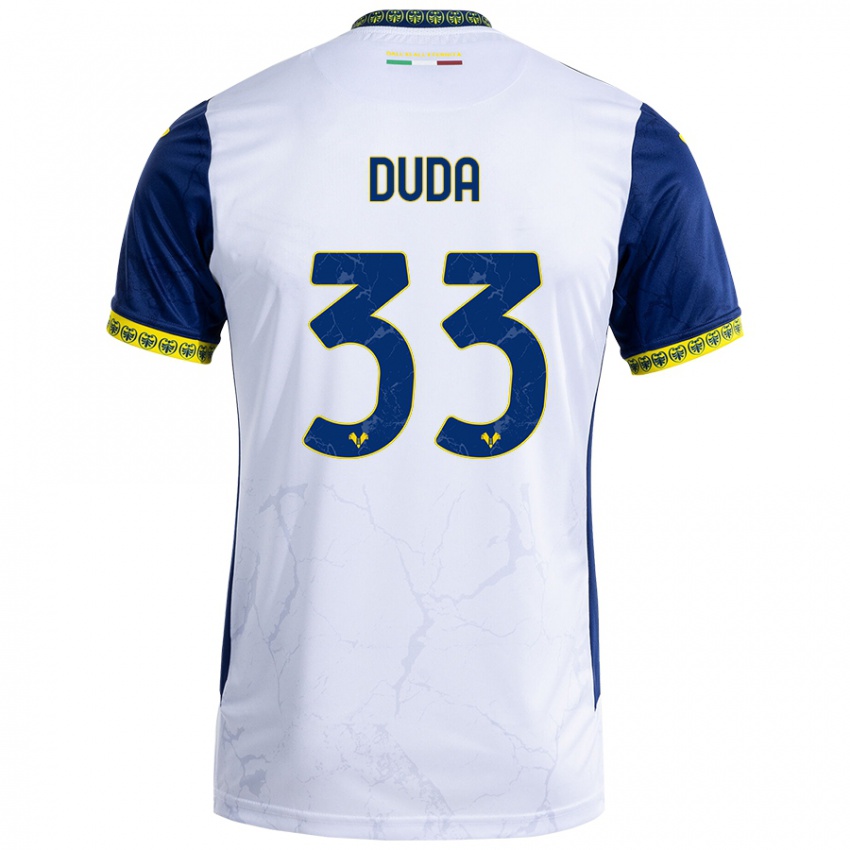 Børn Ondrej Duda #33 Hvid Blå Udebane Spillertrøjer 2024/25 Trøje T-Shirt