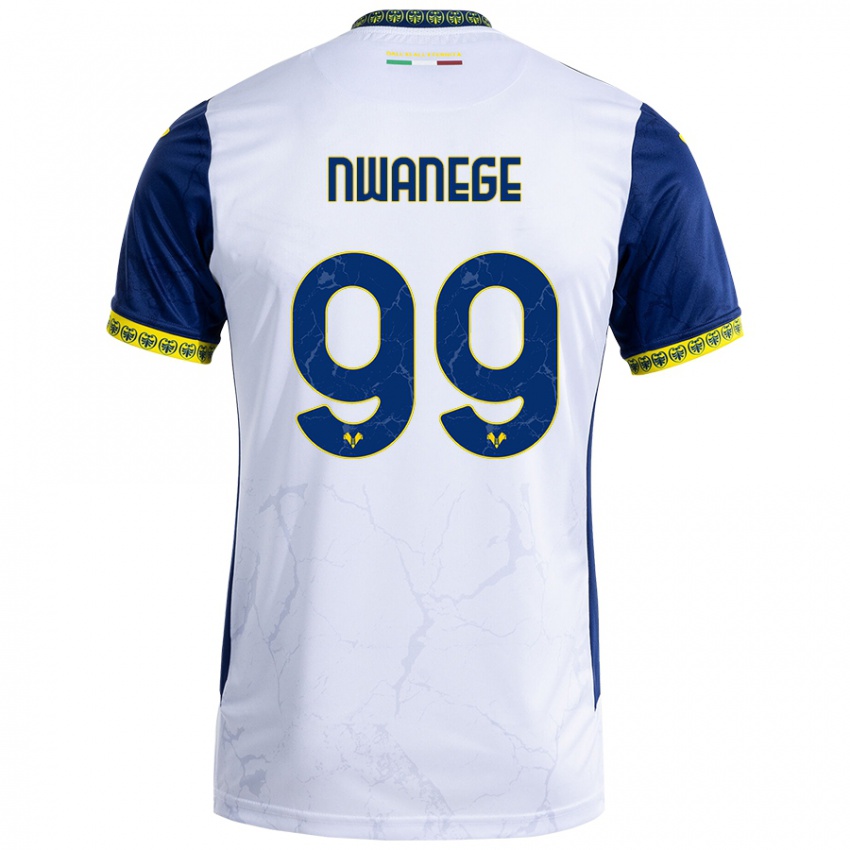 Børn Karlson Nwanege #99 Hvid Blå Udebane Spillertrøjer 2024/25 Trøje T-Shirt