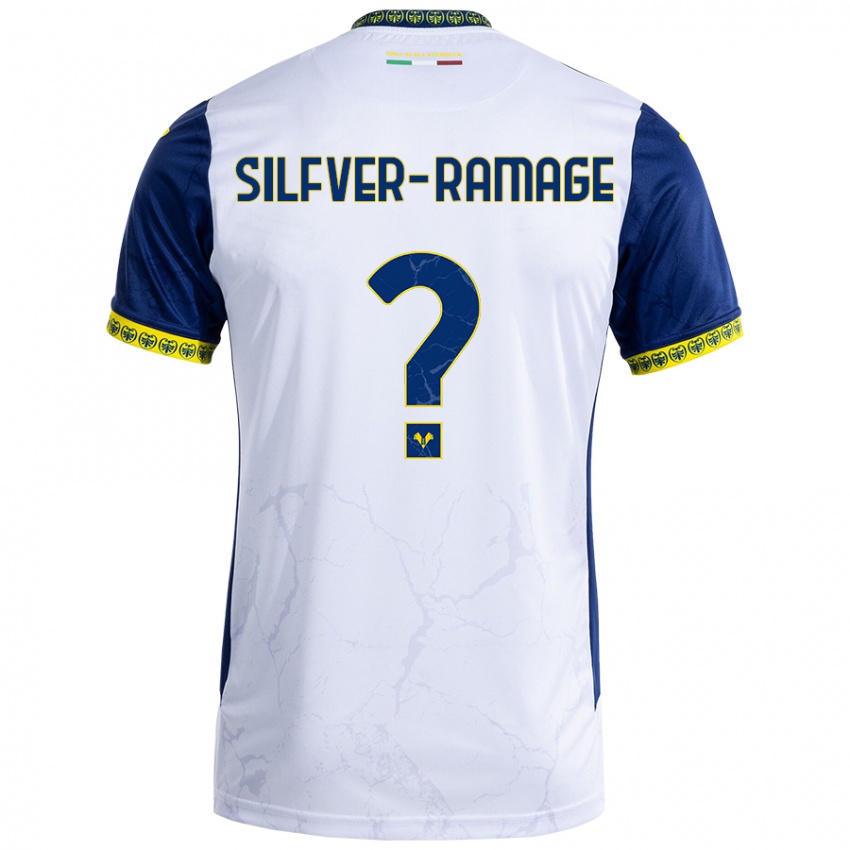 Børn William Silfver-Ramage #0 Hvid Blå Udebane Spillertrøjer 2024/25 Trøje T-Shirt