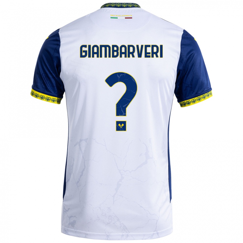 Børn Mattia Giambarveri #0 Hvid Blå Udebane Spillertrøjer 2024/25 Trøje T-Shirt