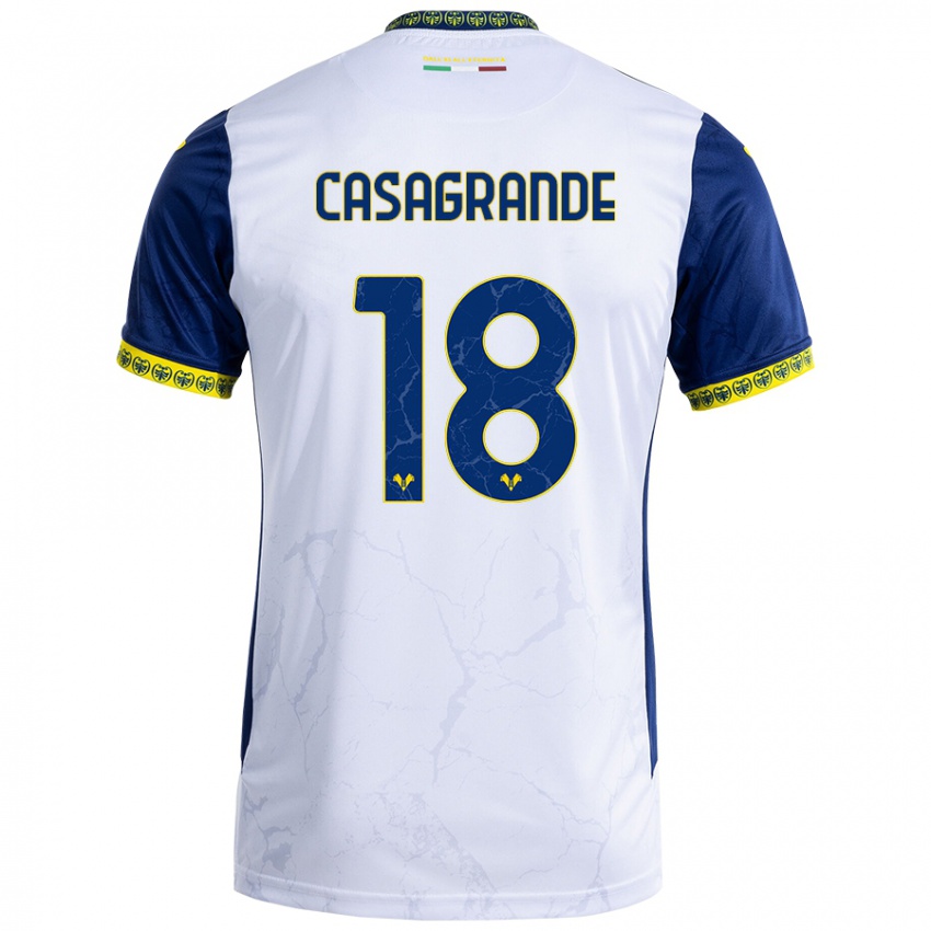 Børn Davide Casagrande #18 Hvid Blå Udebane Spillertrøjer 2024/25 Trøje T-Shirt