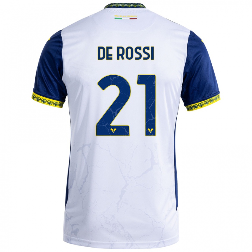 Børn Michele De Rossi #21 Hvid Blå Udebane Spillertrøjer 2024/25 Trøje T-Shirt