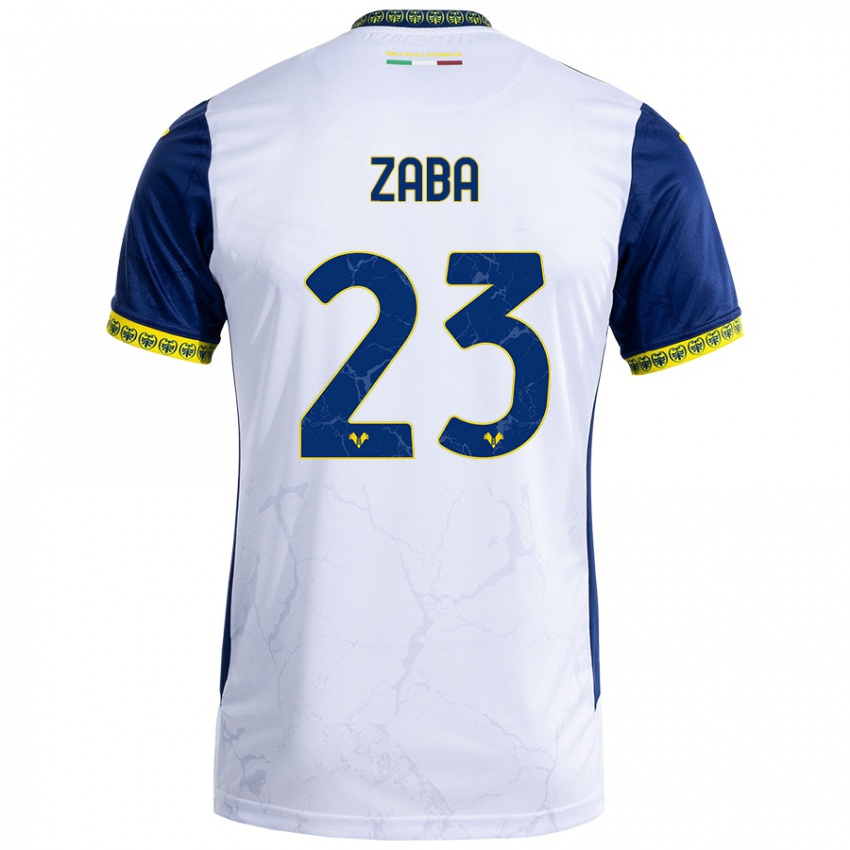 Børn Nelson Zaba #23 Hvid Blå Udebane Spillertrøjer 2024/25 Trøje T-Shirt