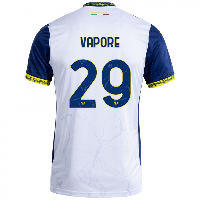 Børn Angelo Vapore #29 Hvid Blå Udebane Spillertrøjer 2024/25 Trøje T-Shirt