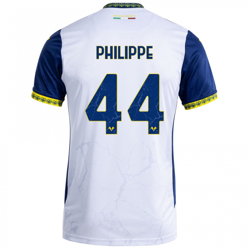 Børn Mathis Philippe #44 Hvid Blå Udebane Spillertrøjer 2024/25 Trøje T-Shirt