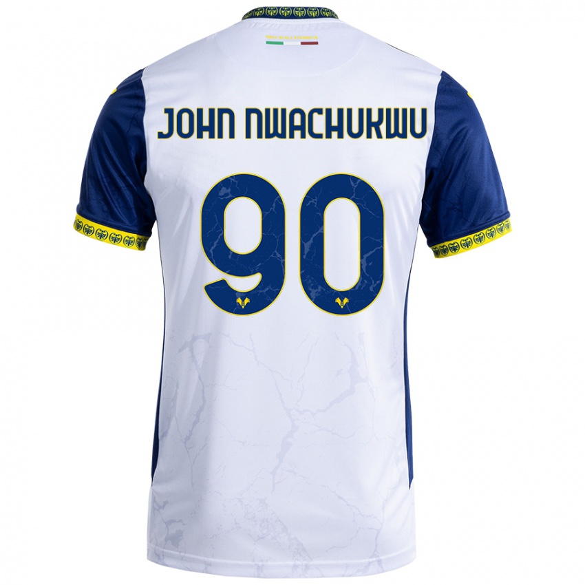 Børn Samuel John Nwachukwu #90 Hvid Blå Udebane Spillertrøjer 2024/25 Trøje T-Shirt