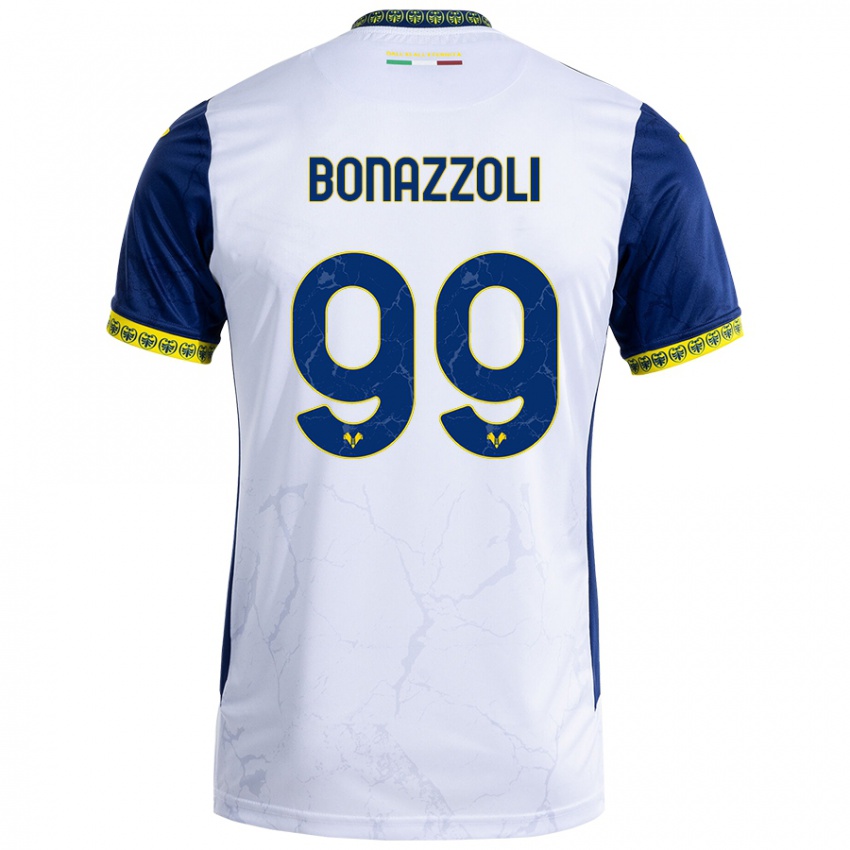 Børn Federico Bonazzoli #99 Hvid Blå Udebane Spillertrøjer 2024/25 Trøje T-Shirt