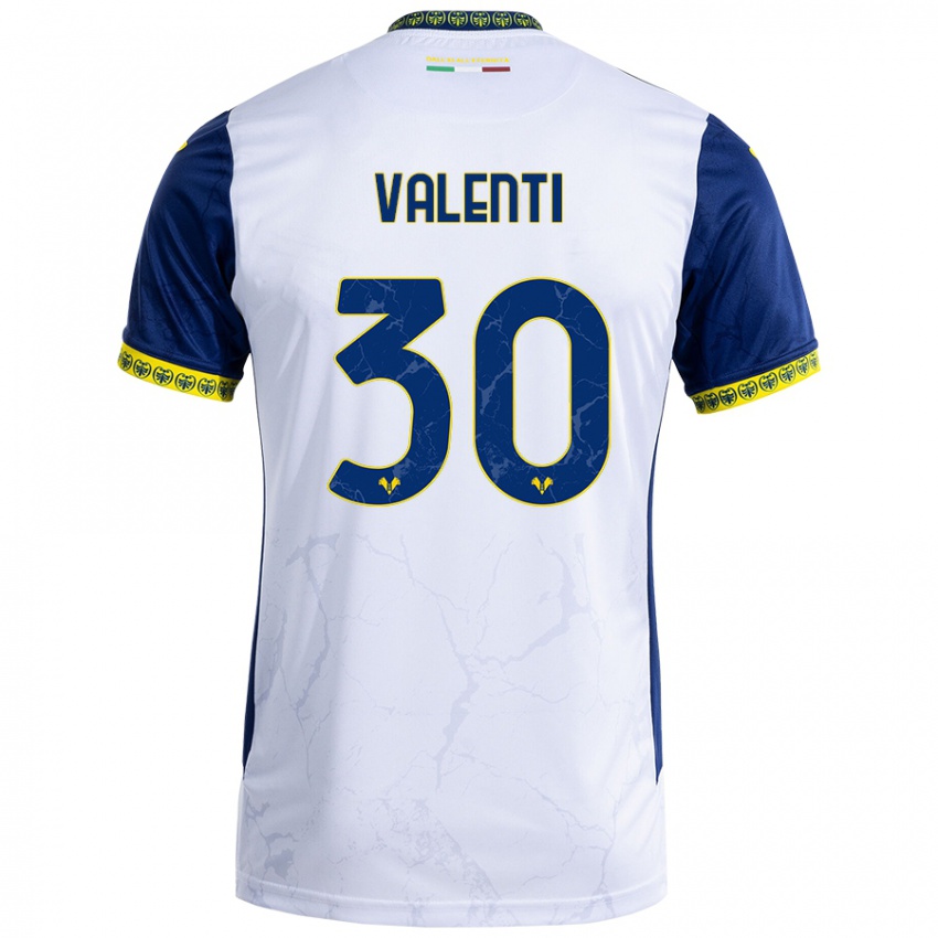 Børn Francesco Valenti #30 Hvid Blå Udebane Spillertrøjer 2024/25 Trøje T-Shirt