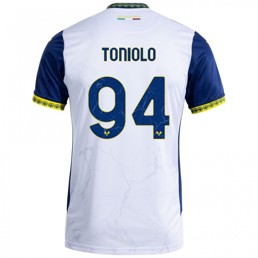 Børn Giacomo Toniolo #94 Hvid Blå Udebane Spillertrøjer 2024/25 Trøje T-Shirt